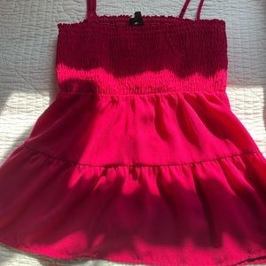 Pink Smocked Babydoll Tank
